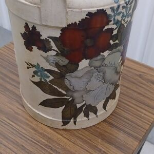 Floral Ceramic Vase with Red and White Flowers